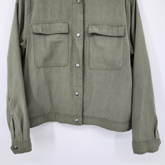 Old Navy Womens Soft Utility Jacket Size L Arugula Green Snap Front Lightweight - Picture 3 of 8